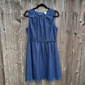 J. Crew navy blue with gold metallic dot sleeveless dress (12)